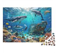 Océan Épave Poisson 1000pcs Mini Puzzle pour Famille Difficile | 38x26cm Carton Décor Salon Structure Durable Cadeau Anniversaire Soulagement Anxiété