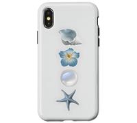 Ocean Etoile de mer Perle Bleu Fleur Collage Plage Été Coque pour iPhone X/XS