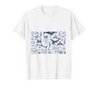 Océan Faune Baleine Requin Hippocampe méduse T-Shirt Graphique avec Valeur, Homme, Blanc, S