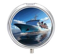 Ocean Ferry Pilulier rond portable à 3 compartiments en métal