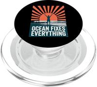 Ocean Fixes Everything Beach Sunset Silhouette PopSockets PopGrip pour MagSafe