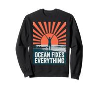 Ocean Fixes Everything Beach Sunset Silhouette Sweatshirt
