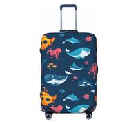 Ocean Floor Animals Housses de bagages de voyage - Housses de protection élastiques pour valises de 18 à 32 pouces, Noir, CH