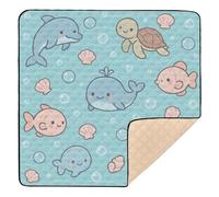 Ocean Friends Tapis de jeu doux et épais pour bébé au sol, 1 pièce, tapis rembourré pour bébés, nourrissons, tout-petits, 127 x 127 cm