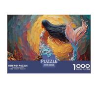 Ocean Girl with Golden Tail 1000 Pièces Carton Extra-épais Coffret De Puzzles Fantasy Ocean Animal Stimulant Et Éducatif Défi Unique Puzzles pour Adultes Et Enfants 38x26cm/1000pcs