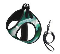 Ocean Green Wave Surf 02 Harnais réglable pour chien avec clips pour laisse