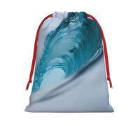 Ocean Green Wave Surf Print Sac à cordon de serrage, pochettes d'emballage de qualité supérieure pour affaires et événements M