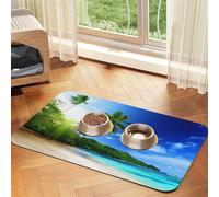 Océan Hawaï Ciel Paysage Nordique,Tapis d'alimentation imperméable pour Animaux de Compagnie, Sets de Table pour Chats et Chiens pour la Nourriture et l'eau, Tapis de Nourriture en Cuir PU,40x60cm