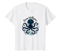 Ocean Intelligence Octopus Art Sea Life T-Shirt, Enfant, Blanc, 6 Ans