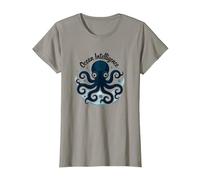 Ocean Intelligence Octopus Art Sea Life T-Shirt, Femme, Ardoise, XL