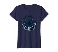 Ocean Intelligence Octopus Art Sea Life T-Shirt, Femme, Bleu Marine, XS