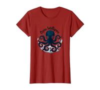 Ocean Intelligence Octopus Art Sea Life T-Shirt, Femme, Canneberge, S