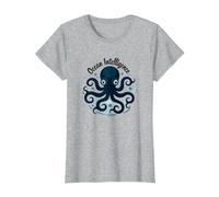 Ocean Intelligence Octopus Art Sea Life T-Shirt, Femme, Gris Chiné, M