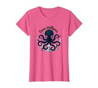 Ocean Intelligence Octopus Art Sea Life T-Shirt, Femme, Rose chiné, 3XL