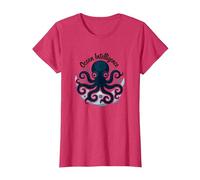 Ocean Intelligence Octopus Art Sea Life T-Shirt, Femme, Rouge chiné, 3XL