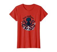 Ocean Intelligence Octopus Art Sea Life T-Shirt, Femme, Rouge, XXL