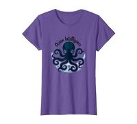 Ocean Intelligence Octopus Art Sea Life T-Shirt, Femme, Violet Chiné, L