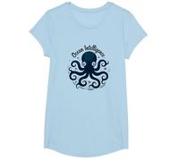 Ocean Intelligence Octopus Art Sea Life T-Shirt, Fille, Bleu Céleste, L