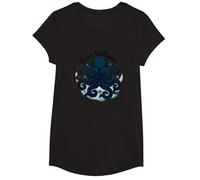 Ocean Intelligence Octopus Art Sea Life T-Shirt, Fille, Noir, XS