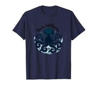 Ocean Intelligence Octopus Art Sea Life T-Shirt, Homme, Bleu Marine, S