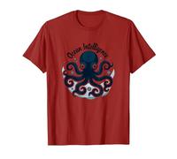 Ocean Intelligence Octopus Art Sea Life T-Shirt, Homme, Canneberge, L