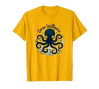 Ocean Intelligence Octopus Art Sea Life T-Shirt, Homme, Doré Vif, XXL