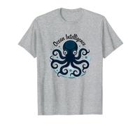 Ocean Intelligence Octopus Art Sea Life T-Shirt, Homme, Gris Chiné, S