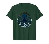 Ocean Intelligence Octopus Art Sea Life T-Shirt, Homme, Vert Forêt, S