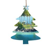 Ocean Island Lot de 6 décorations de Noël en bois à suspendre pour sapin de Noël en forme de sapin de Noël Artisanat Décoration de Noël à suspendre pour Nouvel An
