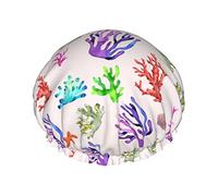Ocean Life Bonnet de Douche Axolotl Bonnets de Douche Réutilisables pour Femmes Cheveux Longs Double Couche Imperméable Chapeau de Douche de Bain Protecteur de Cheveux pour Enfants Filles Femmes 1 Pac