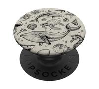 Ocean Life Dolphin Beach Fish 90s Vintage Graphic PopSockets PopGrip Adhésif