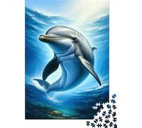 Ocean Life Dolphins Plaque en Métal 70x50cm/1000pcs pour L’Atelier, Style Rétro, Présent pour Un Nouveau Logement Destiné Aux Bricoleurs