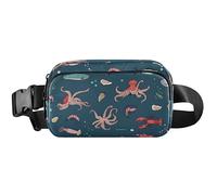 Ocean Life Sac banane imperméable pour femme, sac banane funky pour femme, motif vie océanique, 20,3 x 13,5 x 5,8 cm, drôle mignon, bleu marine, 20,3 x 13,5 x 5,8 cm, amusant et mignon, Ocean Life