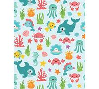 Ocean Life Story Paper: Delightful Ocean Creatures Dotted Midline And Picture Space Grades K-2 School Exercise Book