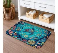 Ocean Life Tapis de bain à séchage rapide, corail coloré, absorbant, antidérapant, lavable en flanelle, pour salle de bains, toilettes, toilettes, 50,8 x 81,3 cm