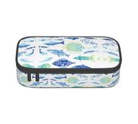 Ocean Life Trousse à crayons grande capacité avec fermeture éclair pour garçons filles étudiants école, Noir , Taille unique, Valise