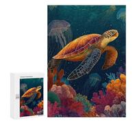 Ocean Life Turtle & Jellyfish Puzzle 1000 Pièces Educa Jouet en Bois Cadeau Unique Décoration Intérieure Jeu Éducatif Challenge Toy Adultes Et Enfants À Partir De 14 Ans 300 PCS