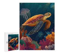 Ocean Life Turtle & Jellyfish Puzzle 1000 Pièces Educa Jouet en Bois Cadeau Unique Décoration Intérieure Jeu Éducatif Challenge Toy Adultes Et Enfants À Partir De 14 Ans 500 PCS