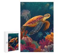 Ocean Life Turtle & Jellyfish Puzzle 1000 Pièces Educa Jouet en Bois Cadeau Unique Décoration Intérieure Jeu Éducatif Challenge Toy Adultes Et Enfants À Partir De 14 Ans 1000 PCS