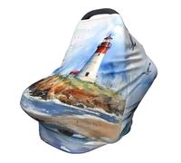 Ocean Lighthouse Couverture d'allaitement 360° Couverture complète Sea Stretch Écharpe pour allaitement et siège auto Convient à la plupart des poussettes et landaus