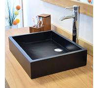 Océan Line Vasque à poser effet béton noir, Coreal 45×35×10 cm