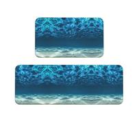 Ocean. Lot de 2 tapis de cuisine antidérapants pour évier, buanderie