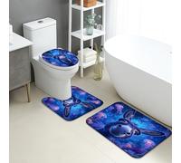 Ocean Lot de 3 tapis de salle de bain en mousse à mémoire de forme, absorbants, antidérapants, lavables, en forme d'âne, méduse amusante, bleu vif