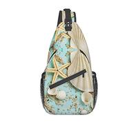 Océan mer Plage Coquillages étoile de mer Bleu Plage Tropicale Palmier Coucher de Soleil Sac à bandoulière Sac à bandoulière pour Homme, léger, pour la randonnée et Les Voyages
