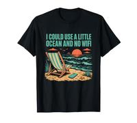 Ocean No WiFi Beach Vacation Digital Detox Humour T-Shirt