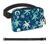 Ocean Octopus-1160 Sac banane pour homme et femme, sac banane avec sangle réglable, sac banane tendance pour voyage, plein air, course à pied, randonnée, multicolore, 4 x 23 x 15 cm, multicolore,