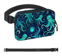 Ocean Octopus-1176 Sac banane de style unisexe : sacs banane tendance, sacs à bandoulière sport minces à la mode pour jogging, randonnée, randonneur, femme, homme, multicolore, 4 x 23 x 15 cm,