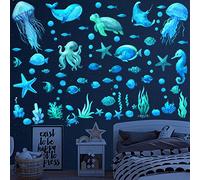 Océan Phosphorescentes Plafond Stickers Muraux Enfants sous la Mer Autocollants Lumineux Vie Marine Animal Poisson Dauphin Tortue Dauphin Pour Chambre Enfants Bébé Pépinière Salle de Bain