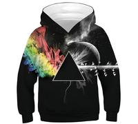 Ocean Plus Garçons Sweat à Capuche Coloré Hoodie Enfants Pull à Manches Longues avec Sweat-Shirt à Capuche Unisexe Pull Impression Numérique (XL (Hauteur: 155-160cm), Triangle Noir)
