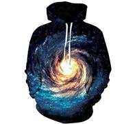 Ocean Plus Hommes Sweat à Capuche 3D Fantaisie Halloween Cosplay Unique Chandail Galaxie Sweats (L/XL (Poitrine: 114-134CM), Brouillard en Spirale)